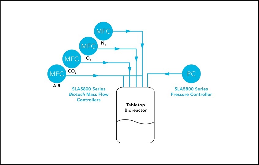mass flow controllers maintain gas control for bioreactors