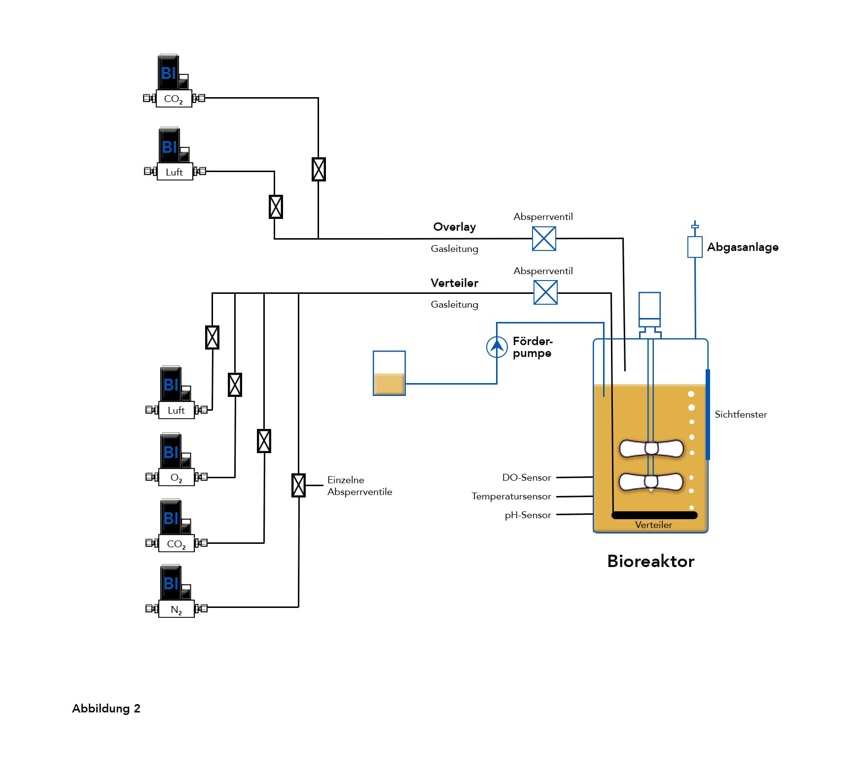 Bioreaktor mit Massenflussreglern
